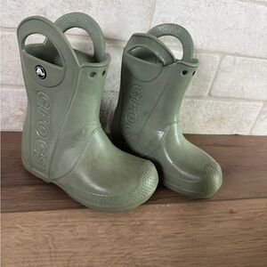 CROCS Kids Olive Green Rain Boots